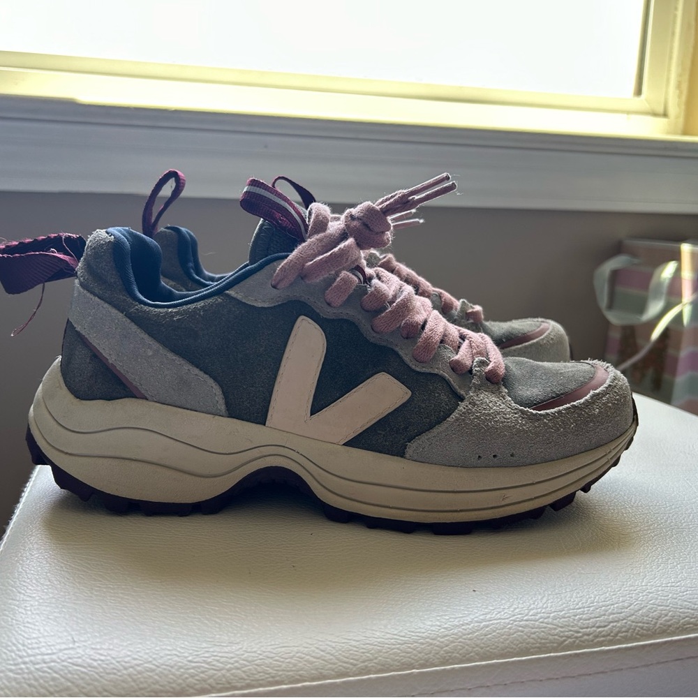 Veja Pink and Gray Sneakers with Chunky Design